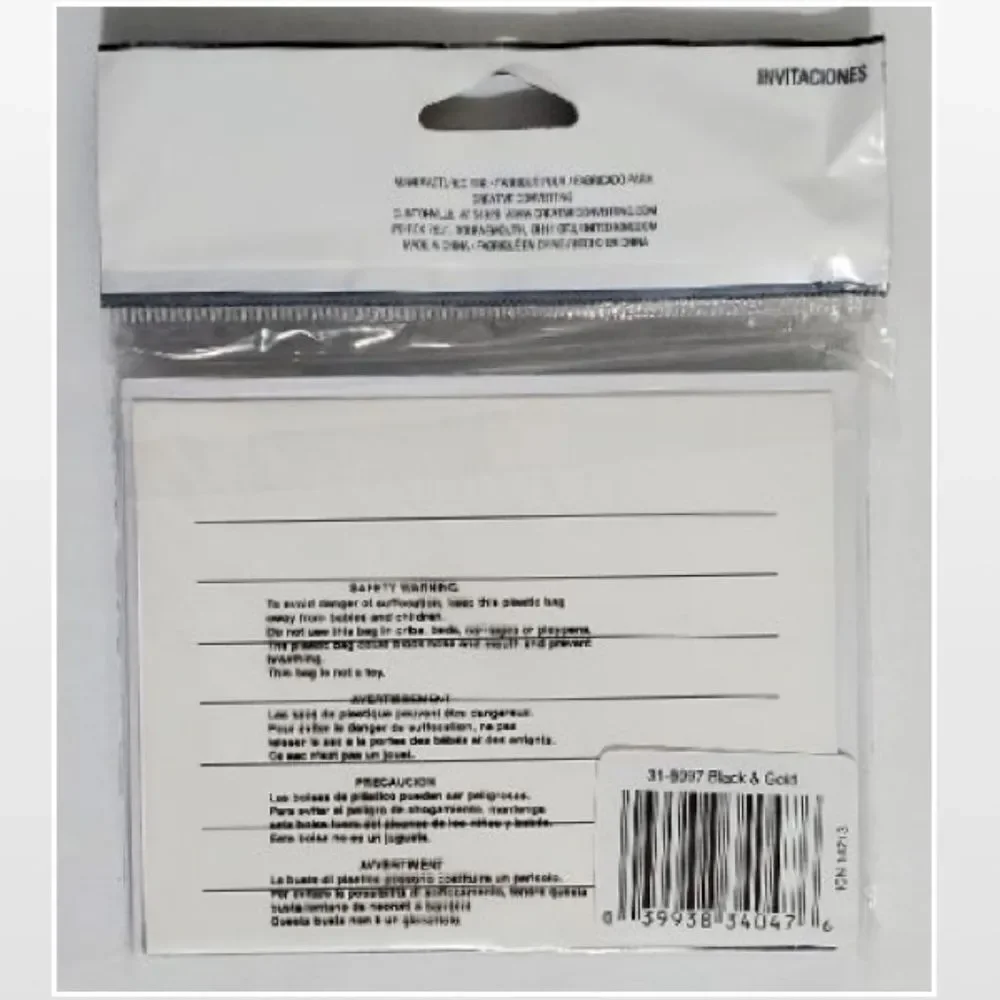 New Invitations Universal Party Black Gold Cards All Occasions 8 Count NWT